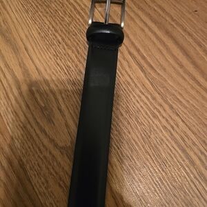 H&M Black Leather Belt with Silver Buckle